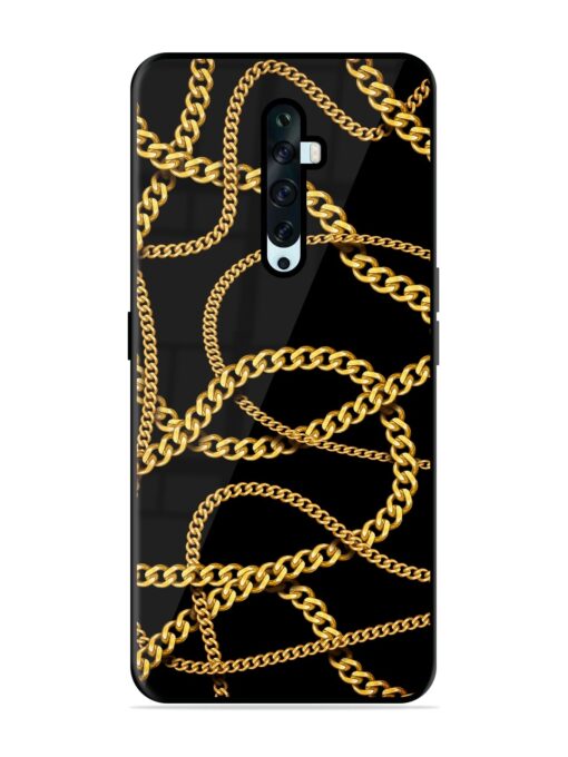 Decorative Golde Chain Glossy Metal Phone Cover for Oppo Reno 2F Zapvi