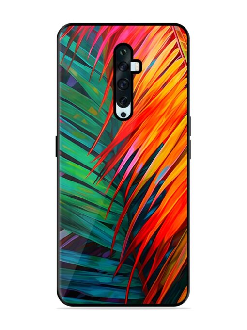 Painted Tropical Leaves Glossy Metal Phone Cover for Oppo Reno 2Z