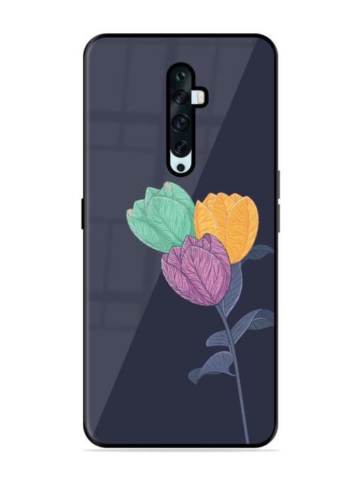 Flower Vector Glossy Metal Phone Cover for Oppo Reno 2Z