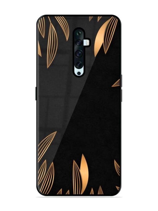 Golden Leaf Pattern Glossy Metal Phone Cover for Oppo Reno 2Z Zapvi