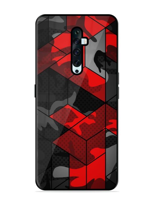 Royal Red Camouflage Pattern Glossy Metal Phone Cover for Oppo Reno 2Z