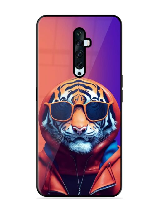 Tiger Animation Glossy Metal Phone Cover for Oppo Reno 2Z Zapvi