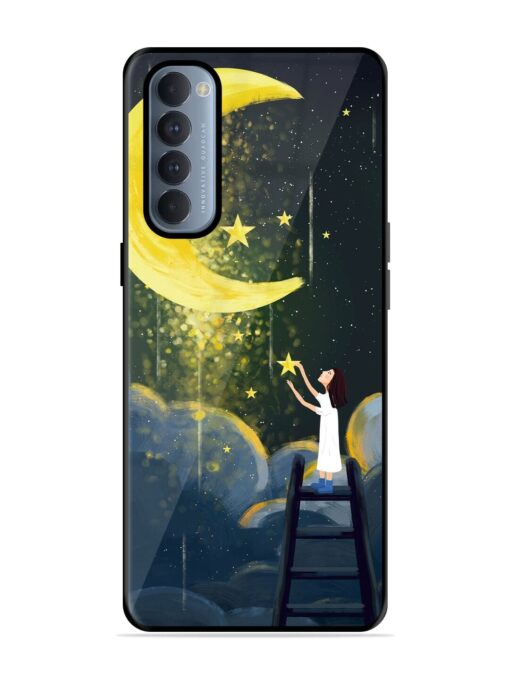 Moonlight Healing Night Illustration Glossy Metal TPU Phone Cover for Oppo Reno 4 Pro