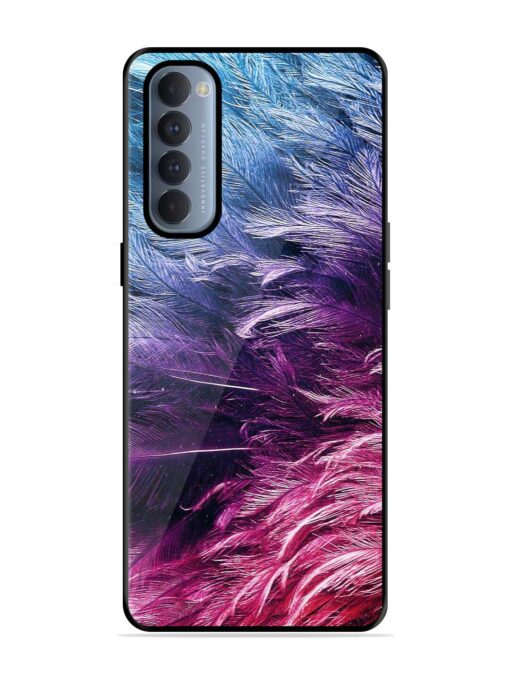 Light Grey Feather Background Glossy Metal Phone Cover for Oppo Reno 4 Pro