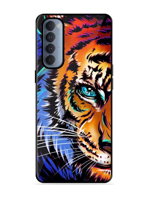 Colorful Lion Art Glossy Metal Phone Cover for Oppo Reno 4 Pro Zapvi