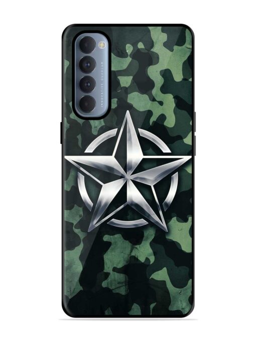 Indian Army Star Design Glossy Metal Phone Cover for Oppo Reno 4 Pro