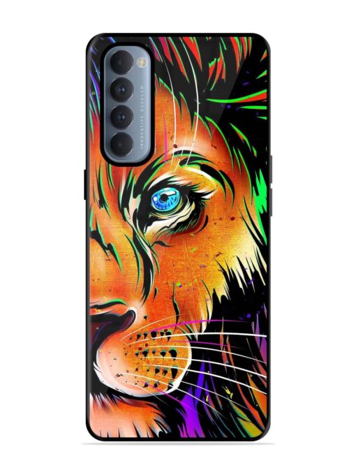 Colorful Lion Design Glossy Metal TPU Phone Cover for Oppo Reno 4 Pro