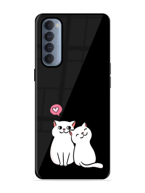 Cat Love Glossy Metal Phone Cover for Oppo Reno 4 Pro Zapvi