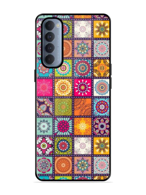 Seamless Pattern Vintage Glossy Metal Phone Cover for Oppo Reno 4 Pro Zapvi