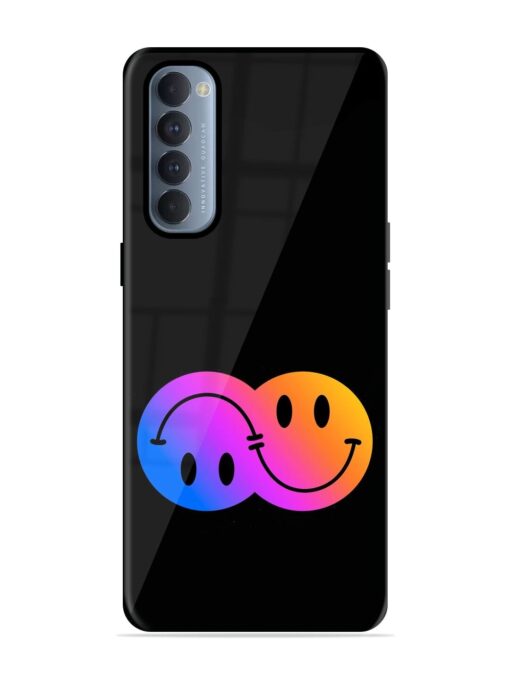 Gradient Smile Art Glossy Metal TPU Phone Cover for Oppo Reno 4 Pro