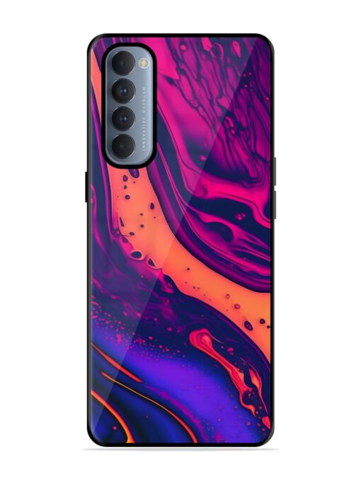 Fluid Blue Pink Art Glossy Metal Phone Cover for Oppo Reno 4 Pro