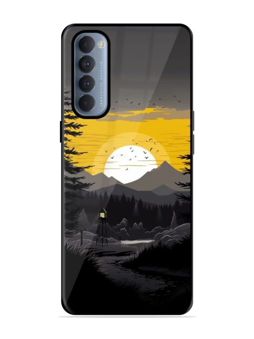 Sunset Vector Glossy Metal Phone Cover for Oppo Reno 4 Pro Zapvi