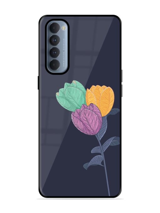 Flower Vector Glossy Metal Phone Cover for Oppo Reno 4 Pro Zapvi