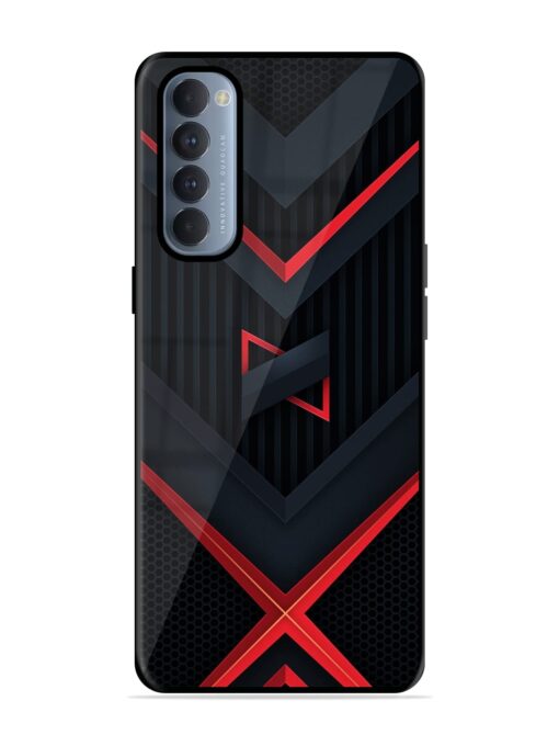 Red Gray Abstract Glossy Metal Phone Cover for Oppo Reno 4 Pro Zapvi