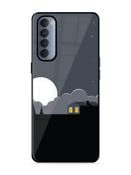 Full Moon Vector Art Glossy Metal Phone Cover for Oppo Reno 4 Pro