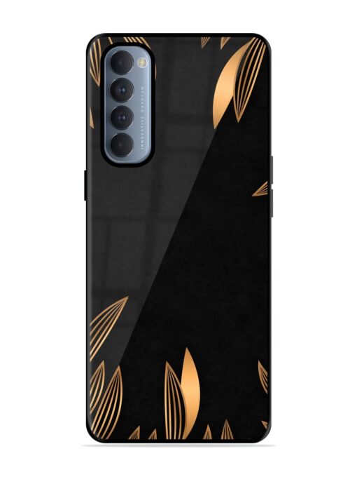 Golden Leaf Pattern Glossy Metal Phone Cover for Oppo Reno 4 Pro