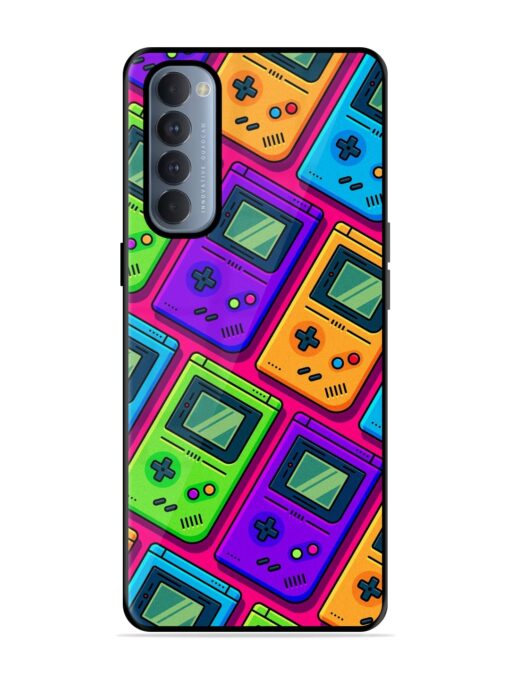 Game Seamless Pattern Glossy Metal Phone Cover for Oppo Reno 4 Pro Zapvi