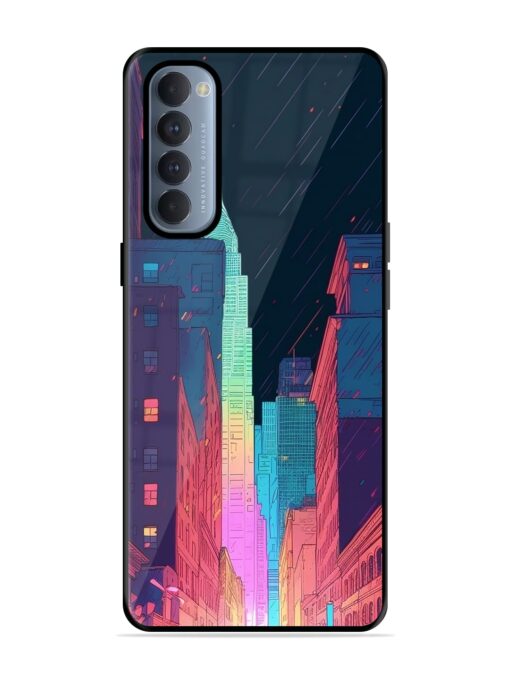 Minimal City Art Glossy Metal Phone Cover for Oppo Reno 4 Pro Zapvi