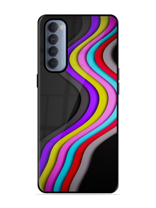 Liquid Blue Abstract Glossy Metal Phone Cover for Oppo Reno 4 Pro Zapvi