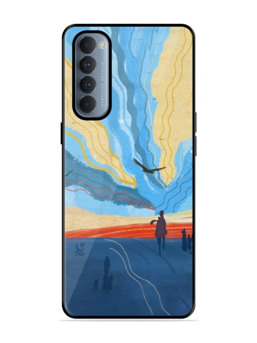 Minimal Abstract Landscape Glossy Metal Phone Cover for Oppo Reno 4 Pro Zapvi