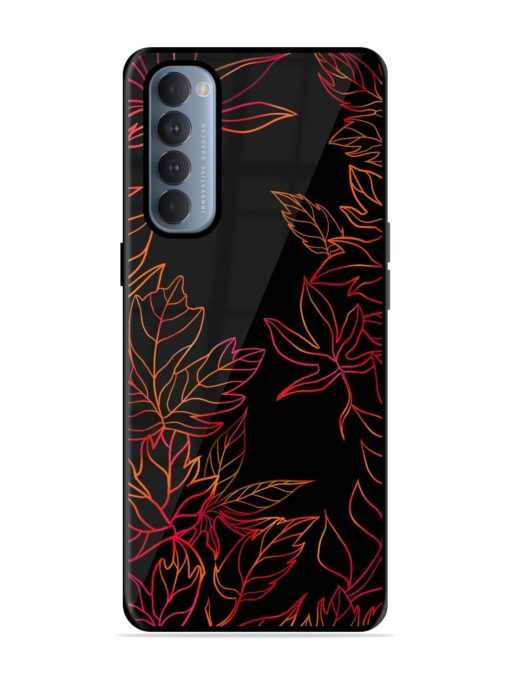 Red Floral Pattern Glossy Metal Phone Cover for Oppo Reno 4 Pro Zapvi