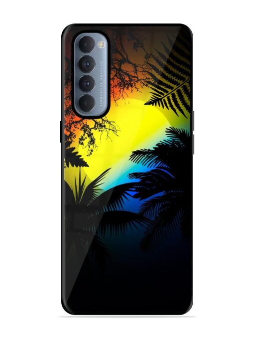 Colorful Sunset With Palm Trees Glossy Metal Phone Cover for Oppo Reno 4 Pro