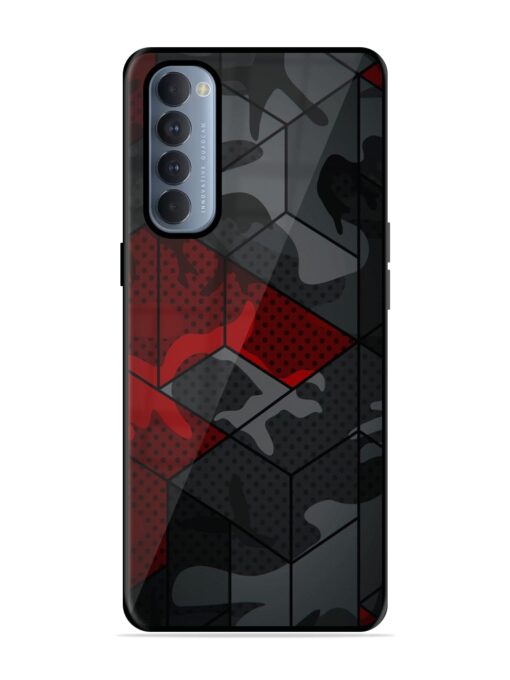 Red And Grey Pattern Glossy Metal Phone Cover for Oppo Reno 4 Pro