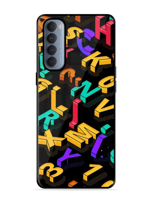 Seamless Pattern With Letters Glossy Metal Phone Cover for Oppo Reno 4 Pro