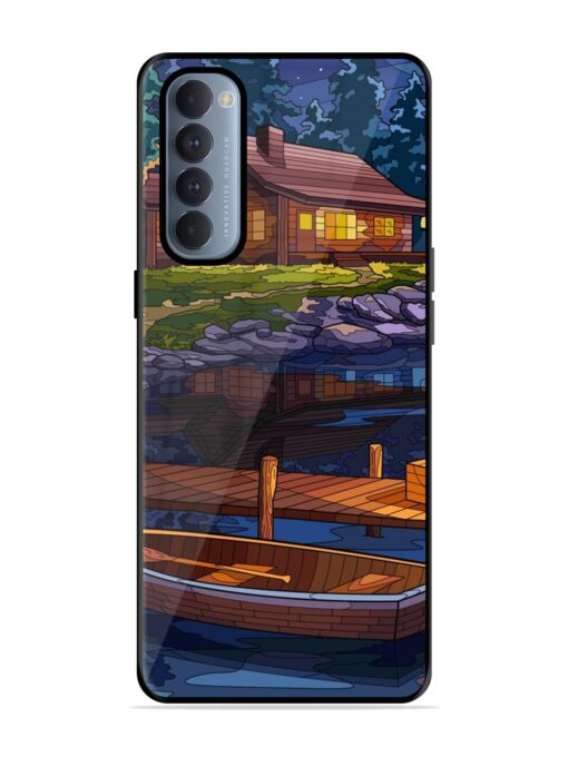 Village Night Scene Glossy Metal Phone Cover for Oppo Reno 4 Pro