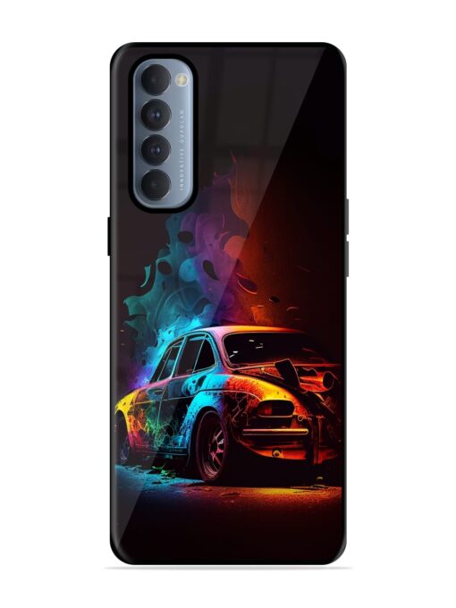 High Classic Car Art Glossy Metal Phone Cover for Oppo Reno 4 Pro Zapvi