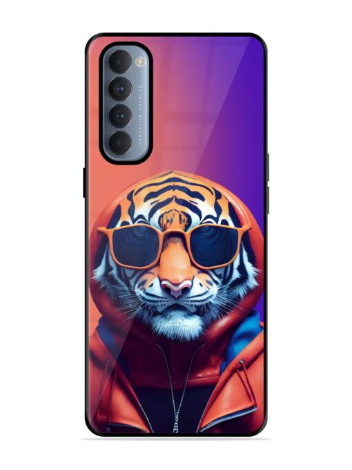 Tiger Animation Glossy Metal Phone Cover for Oppo Reno 4 Pro