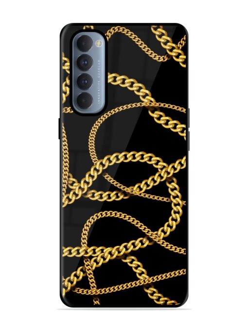 Decorative Golde Chain Glossy Metal Phone Cover for Oppo Reno 4 Pro Zapvi