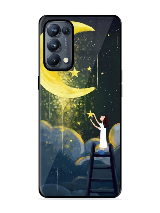 Moonlight Healing Night Illustration Glossy Metal TPU Phone Cover for Oppo Reno 5 Pro (5G) Zapvi