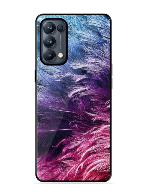 Light Grey Feather Background Glossy Metal Phone Cover for Oppo Reno 5 Pro (5G)