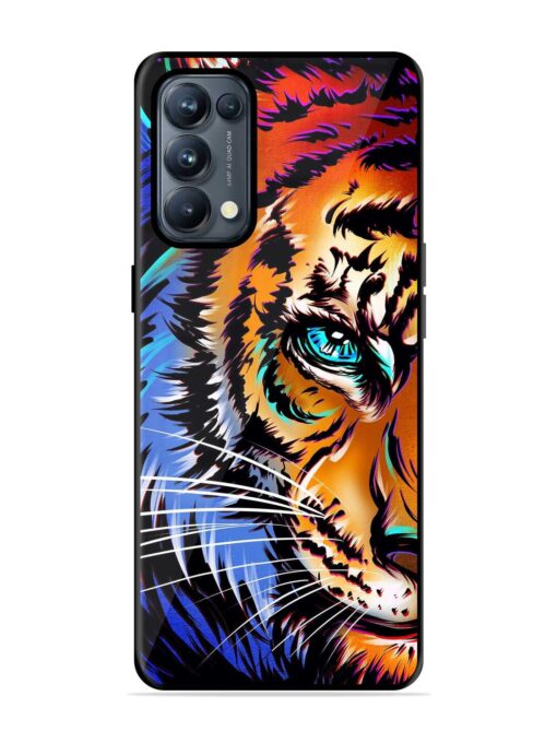 Colorful Lion Art Glossy Metal Phone Cover for Oppo Reno 5 Pro (5G)