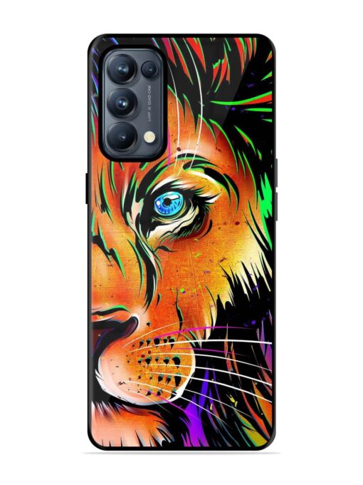 Colorful Lion Design Glossy Metal TPU Phone Cover for Oppo Reno 5 Pro (5G)