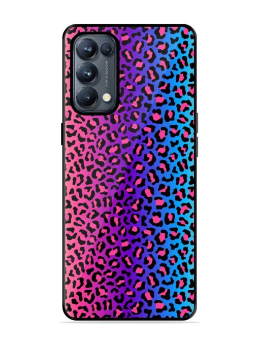 Colorful Leopard Seamless Glossy Metal Phone Cover for Oppo Reno 5 Pro (5G) Zapvi