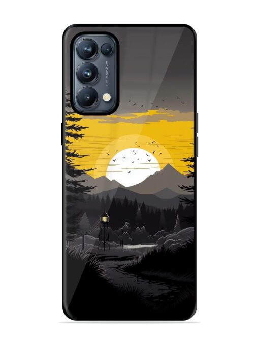 Sunset Vector Glossy Metal Phone Cover for Oppo Reno 5 Pro (5G) Zapvi