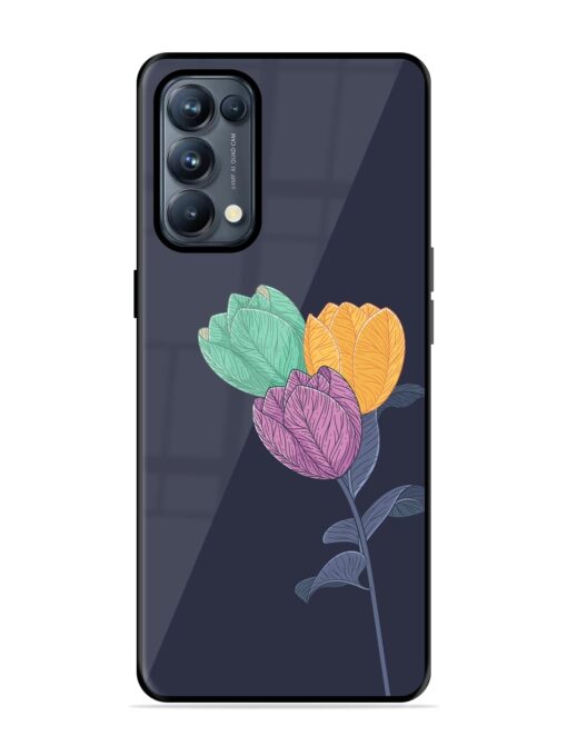 Flower Vector Glossy Metal Phone Cover for Oppo Reno 5 Pro (5G) Zapvi