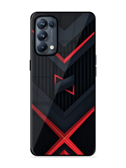 Red Gray Abstract Glossy Metal Phone Cover for Oppo Reno 5 Pro (5G) Zapvi