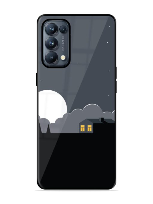 Full Moon Vector Art Glossy Metal Phone Cover for Oppo Reno 5 Pro (5G)