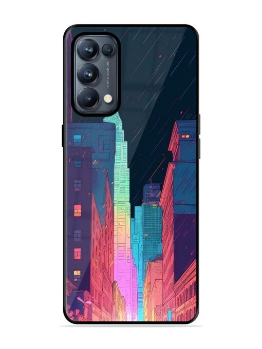 Minimal City Art Glossy Metal Phone Cover for Oppo Reno 5 Pro (5G) Zapvi