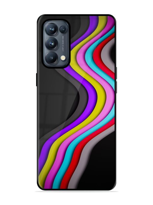 Liquid Blue Abstract Glossy Metal Phone Cover for Oppo Reno 5 Pro (5G) Zapvi