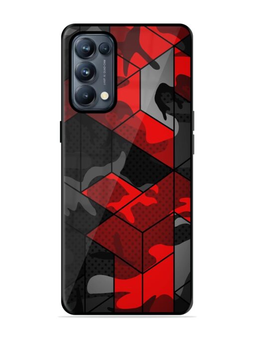 Royal Red Camouflage Pattern Glossy Metal Phone Cover for Oppo Reno 5 Pro (5G)