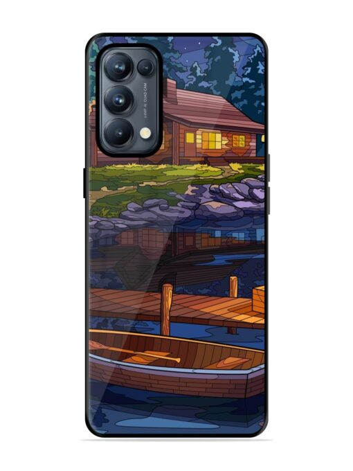 Village Night Scene Glossy Metal Phone Cover for Oppo Reno 5 Pro (5G) Zapvi