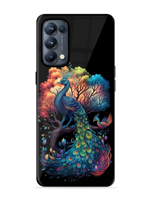 Peacock Tree Art Glossy Metal Phone Cover for Oppo Reno 5 Pro (5G) Zapvi