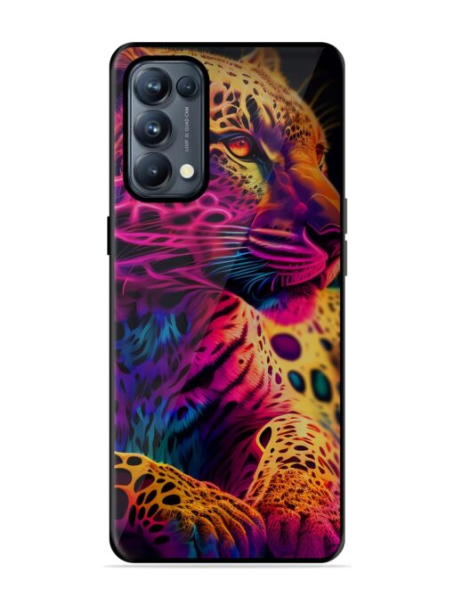 Leopard Art Glossy Metal Phone Cover for Oppo Reno 5 Pro (5G)