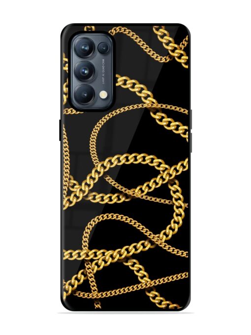 Decorative Golde Chain Glossy Metal Phone Cover for Oppo Reno 5 Pro (5G)