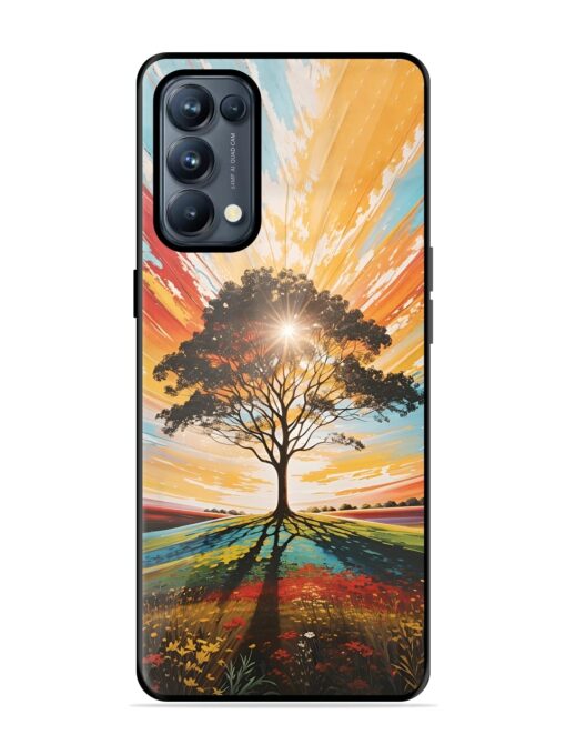 Abstract Tree Colorful Art Glossy Metal Phone Cover for Oppo Reno 5 Pro (5G) Zapvi