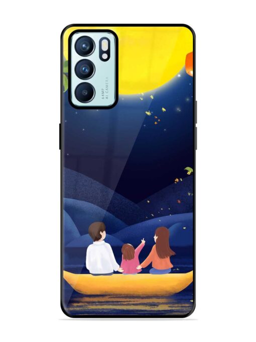 Happy Family And Beautiful View Glossy Metal Phone Cover for Oppo Reno 6 (5G)